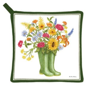 Welly boots potholder on white background