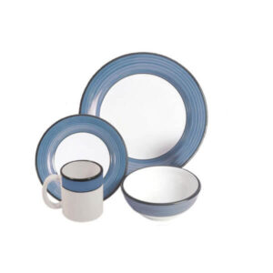 Spree blue dinnerware set shown on a white background