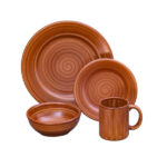brown 16 piece dinnerware set Brownstone shown on a white background