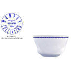 ceramic bouillon cup in blue chain shown on white background