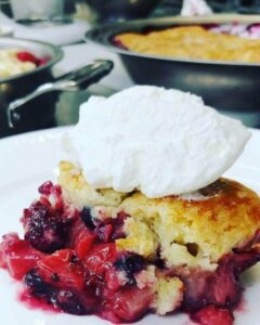 berry cobbler in dish