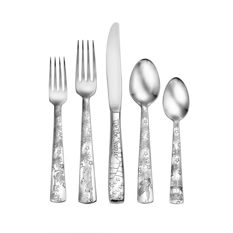 Liberty 5 piece place setting flatware shown on a white background.