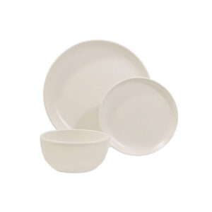 matte white three piece set with plates and bowl