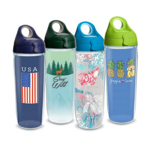 tervis thermus water bottles on white background.