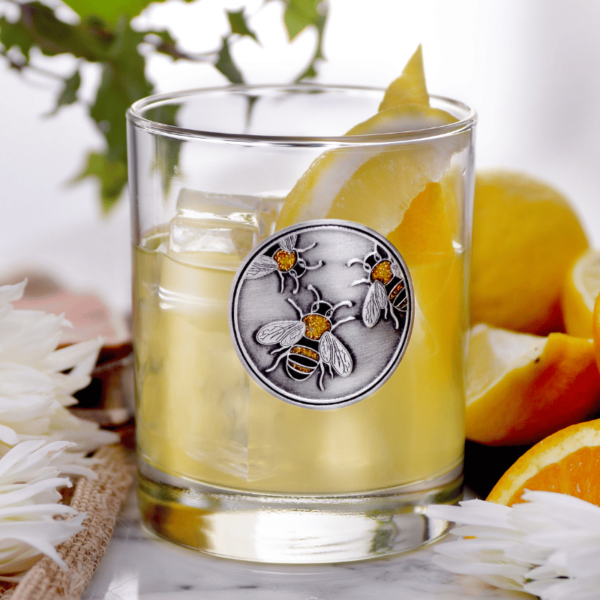 Honey Bee Silver City Glass Set of 4