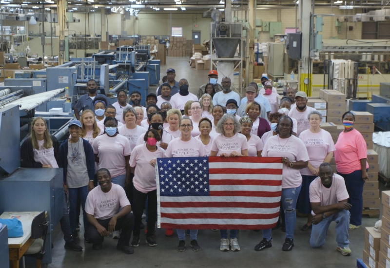 American Blossom Linens Factory and team members in Georgia.