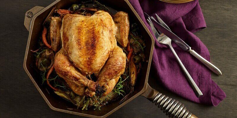 cookware set skillet with baked chicken