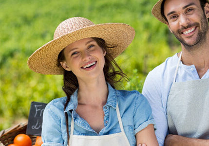 Stock photo man and woman outside